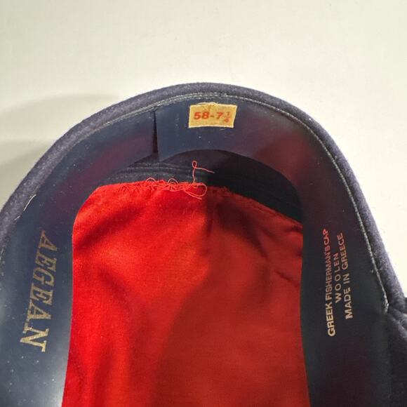 Vintage Aegean Greek Fisherman's Black Wool Hat 58cm 7 1/4 made in Greece - Picture 8 of 9